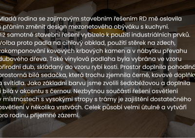 Obývak s kuchyní a cihlovými obklady